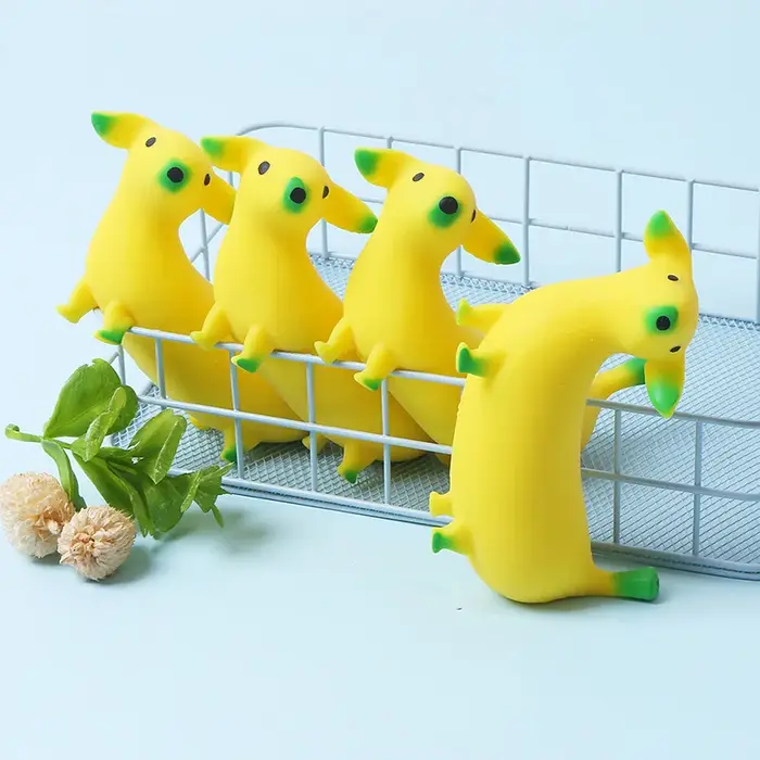 Jouet sensoriel anti-stress en forme de chien banane mignon, jouet à presser en forme d'animal banan