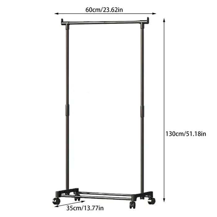Porte-vêtements robuste pour rangement saisonnier avec étagère inférieure, sur roulettes, pour placa
