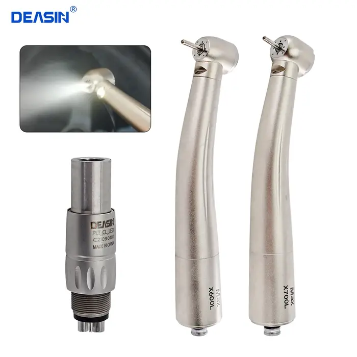 Équipement de laboratoire dentaire X600L X700L, roulement en céramique à grande vitesse, pièce à main, Turbine à Air, tête de bouton poussoir Standard avec Fiber optique