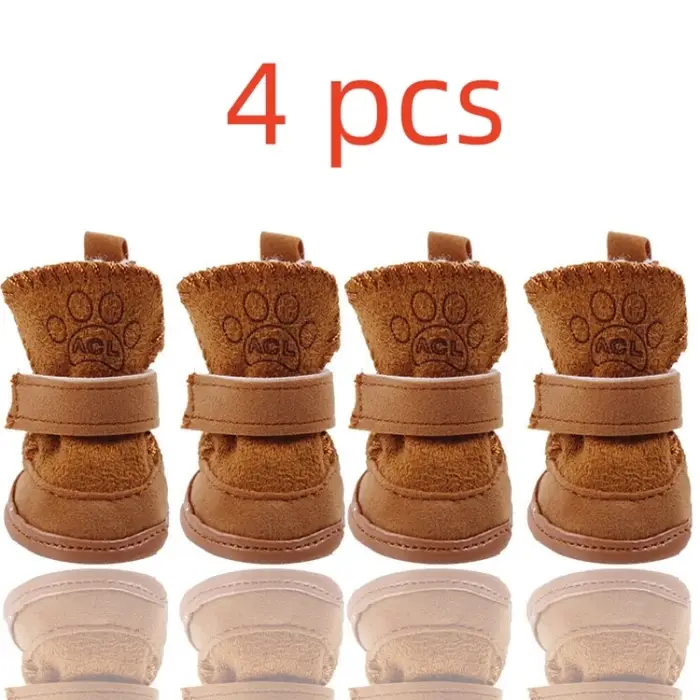 4 pièces/ensemble chaussures pour chien de compagnie chaussures chaudes d'hiver pour petits chiens m