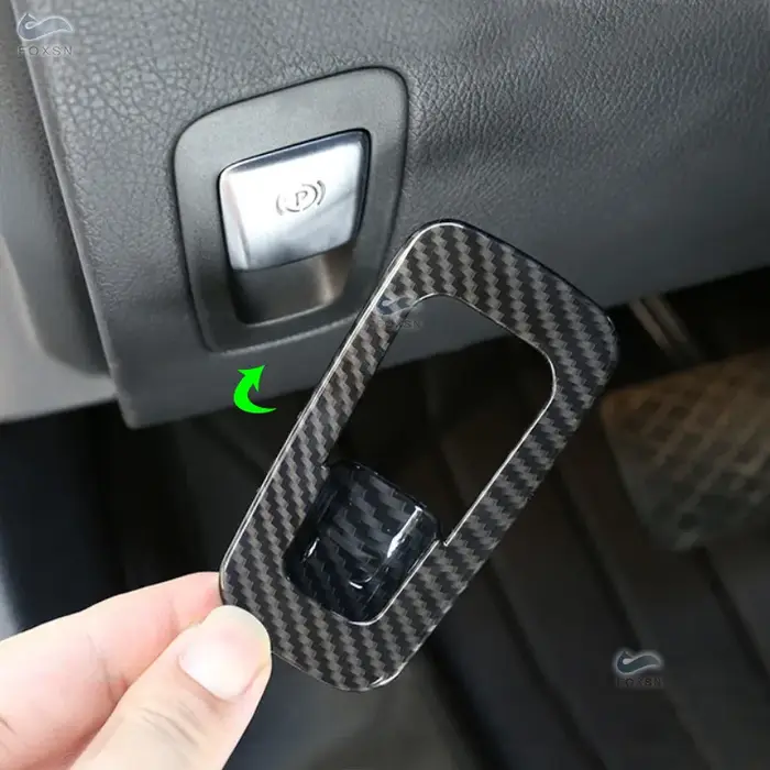 Accessoires de voiture ABS Texture carbone bouton de frein à main garniture de couverture pour Merce