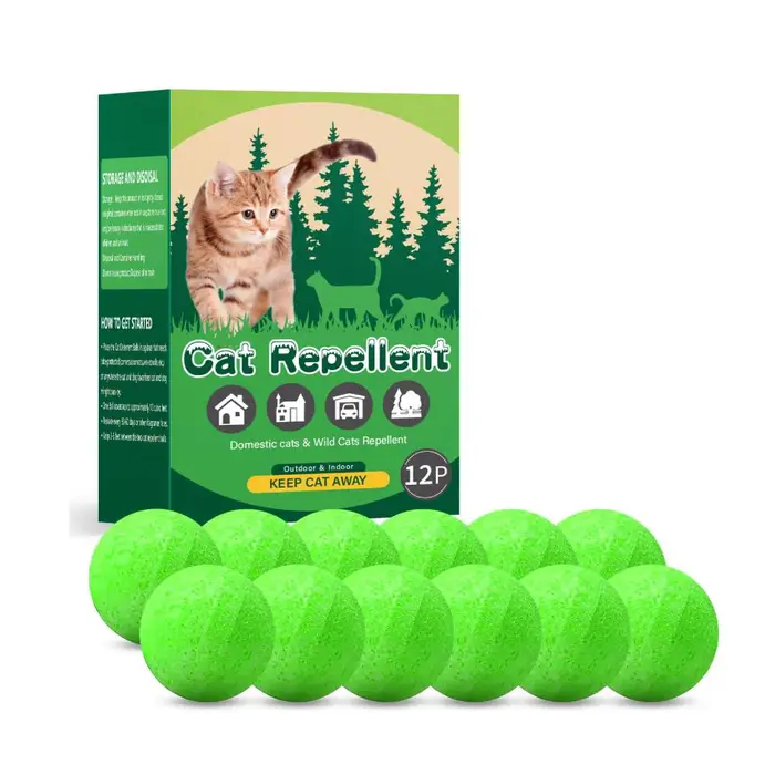 Lot de 12 balles répulsives pour chats, huile essentielle de menthe poivrée naturelle, répulsif pour