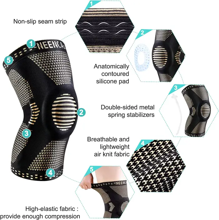NEENCA – genouillère en cuivre avec coussinet de Gel pour la rotule et stabilisateurs latéraux pour 