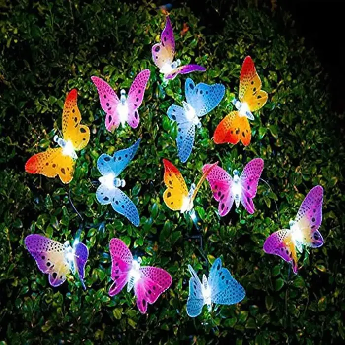 Guirlande lumineuse solaire à 12 Led en Fiber optique de 11,9 pieds, imperméable, luminaire décorati