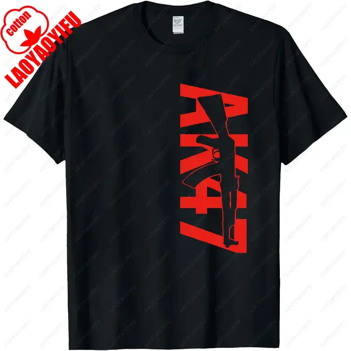 Unique russe Kalachnikov T-shirt nouveau AK-47 russe Riffle noir coton T-shirt taille européenne XS-