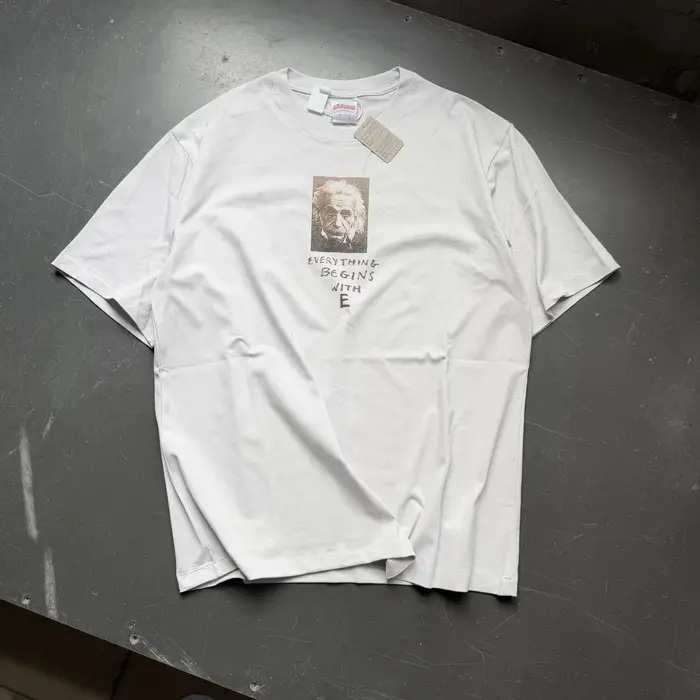 T-shirt blanc de bonne qualité Saint Everything Begins with E Fashion pour hommes et femmes, style v