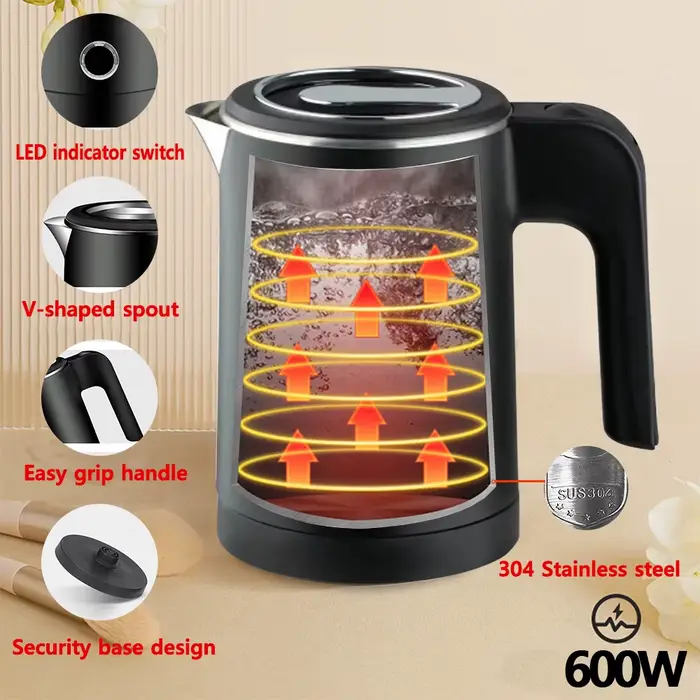 Bouilloire électrique de voyage thé café 0,8 l en acier inoxydable chaudière à eau Portable Pot pour