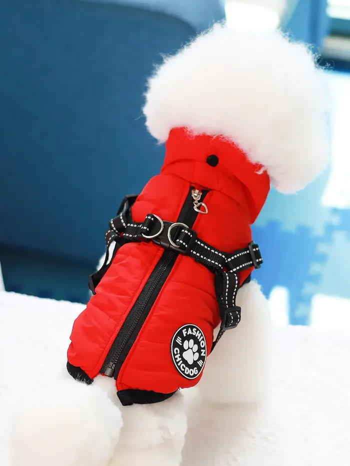 Veste imperméable à trois couches pour chiens, manteau pour animaux de compagnie, anneau de traction, protection contre le froid et la pluie, vêtements pour chiens hiver