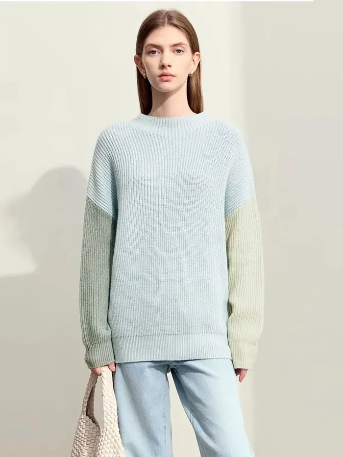 AMII minimalisme chandails femmes 2024 printemps vêtements de rue épissé haut tricoté manches tomban