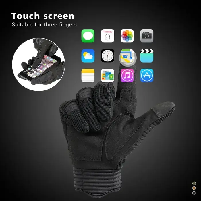 Gants tactiques à doigt complet pour écran tactile, pour tir de Paintball, Airsoft, travail de Comba