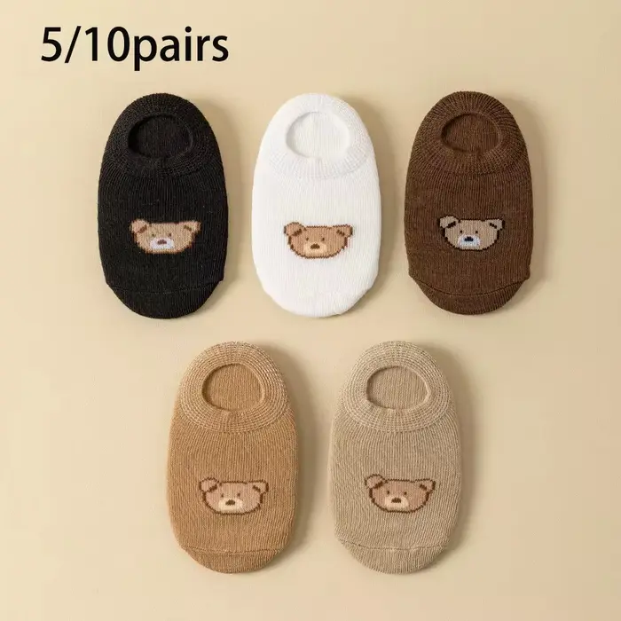 Chaussettes basses pour bébé unisexes en polyester avec motif ours de dessin animé pour 1-3 ans occasions toute saison