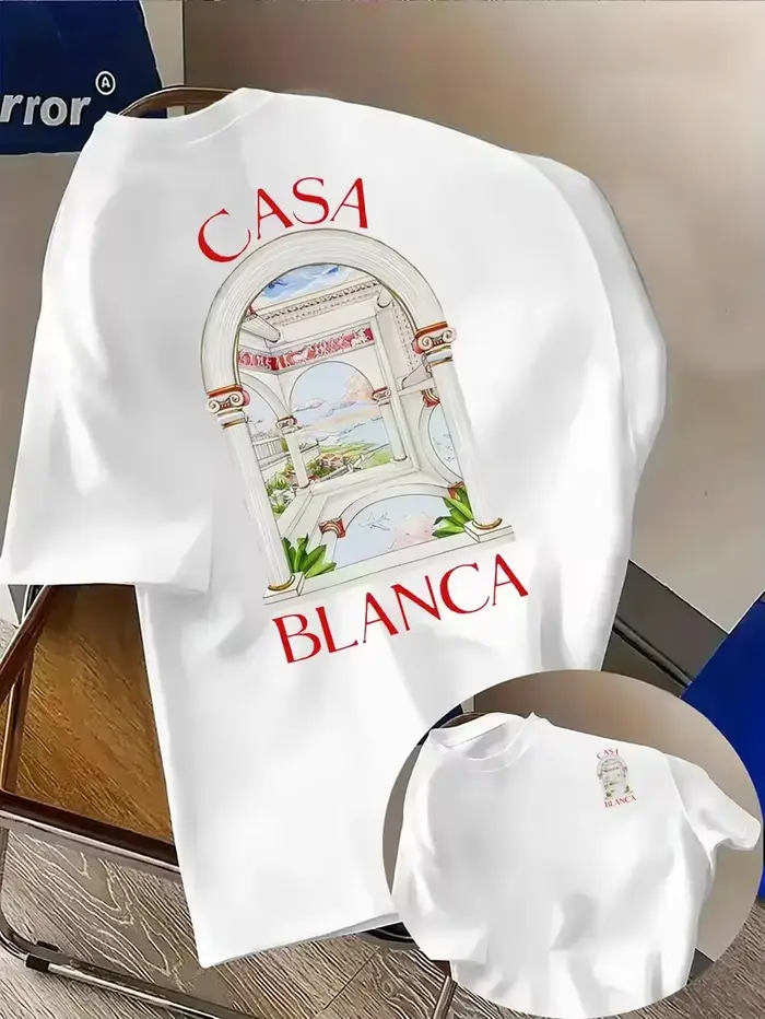 T-shirt graphique en coton style architectural Casablanca