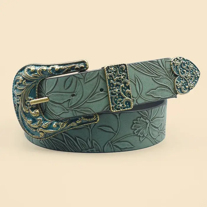 Ceinture sculptée avec impression de cuir chevelu pour femme, ceinture décontractée, polyvalent pour