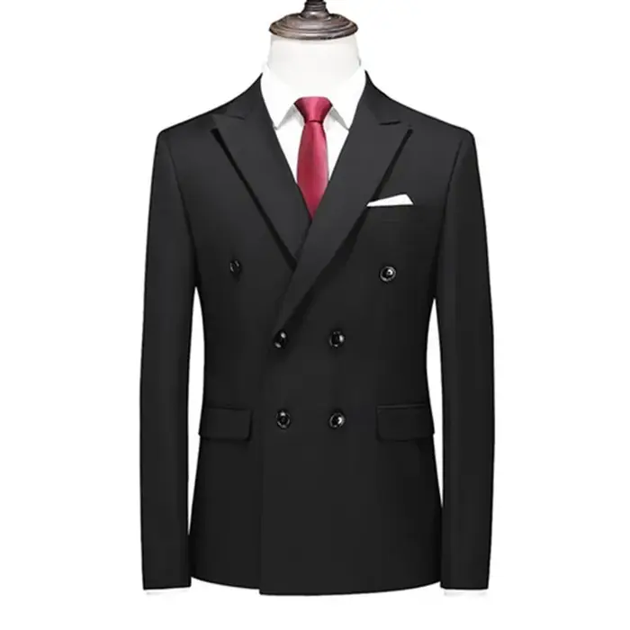 Costume de smoking croisé pour homme, style mode 2026 / Vêtements décontractés coréens coupe ajustée