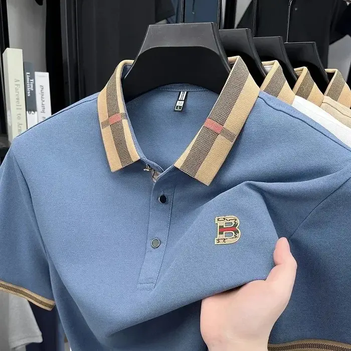 Marque de luxe logo polo à manches courtes hommes été nouveau haut de gamme en soie coton respirant Paul T-shirt mode décontracté vêtements pour hommes