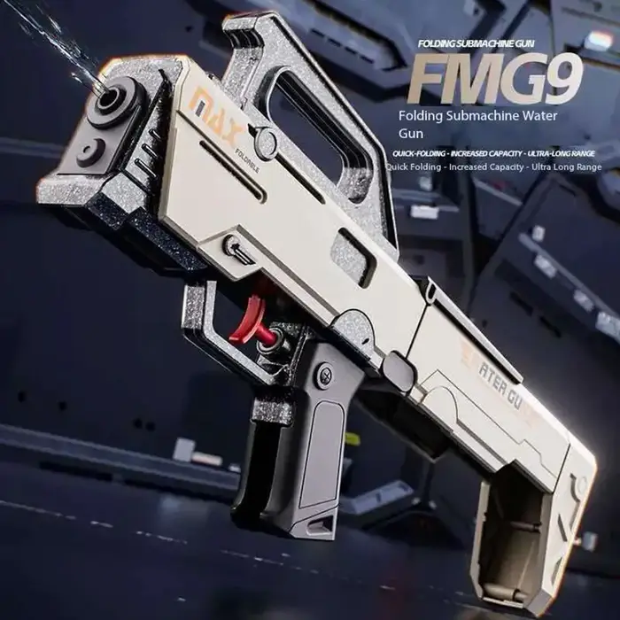 NOUVEAU Pistolet à Eau Pliant FMG9 avec Tir Manuel Continu, Portée Ultra Longue, Grande Capacité, Jo