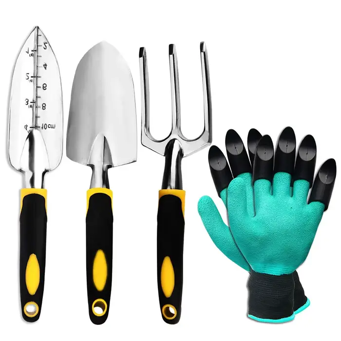 Ensemble d'outils de jardin, paquet de 4 avec truelle, râteau à main pour cultivateur, truelle de tr