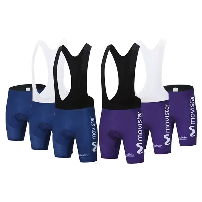 Short de cyclisme VTT 2026 Movistar Pro Team pour homme avec bretelles et gel antidérapant – Maillot