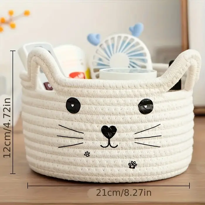 Mir de rangement tissé avec oreilles pour chat, jouet décoratif pour animaux de compagnie, ULen coto