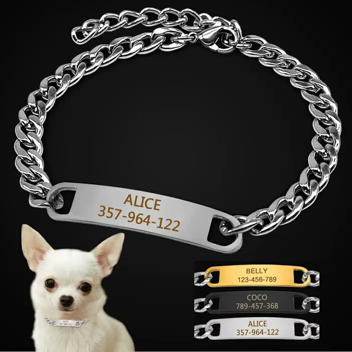 Collier personnalisé Didog pour chats et petits chiens sécurité anti-perte nombril identification chihuahua yorkshire elegant-decoration-matel-brillant-colours-safety-chiots-identification-unique-gift
