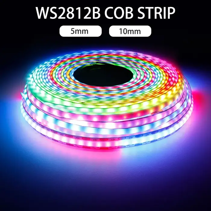 Bande LED COB RGBIC Pixels WS2812B, adressable individuellement, 60/100/160 diodes/m, lumière 5/10mm