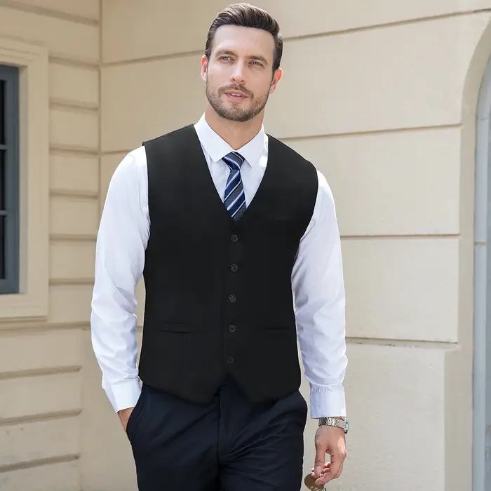 Gilet pour hommes, mariage, cérémonie d'église de pâques, gilet noir, Banquet, bureau, affaires, dîn