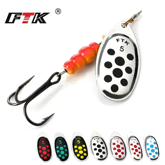FTK leurre de pêche 4g/5g/7g/10g/14g spinner appât cuillère leurres brochet métal avec triple croche