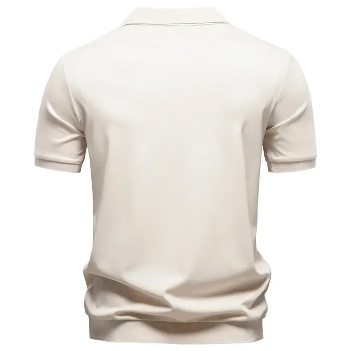 AIOPESON Polo Homme Respirant en Soie, Couleur Unie, Doux et Agréable pour la Peau, Style Décontract