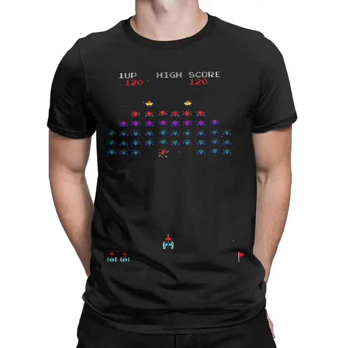 Arcade Galaga game gaming fans  Printed T Shirts for Men Women  100% Cotton  Tee Shirt Clothing