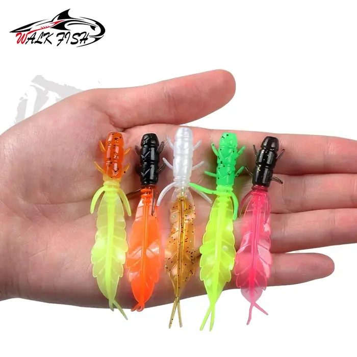 OBCK FISH-Leurre souple en silicone pour truite, appât ÉlwobJeff swimbait, ver, 75mm, 1.3g, 5 pièces