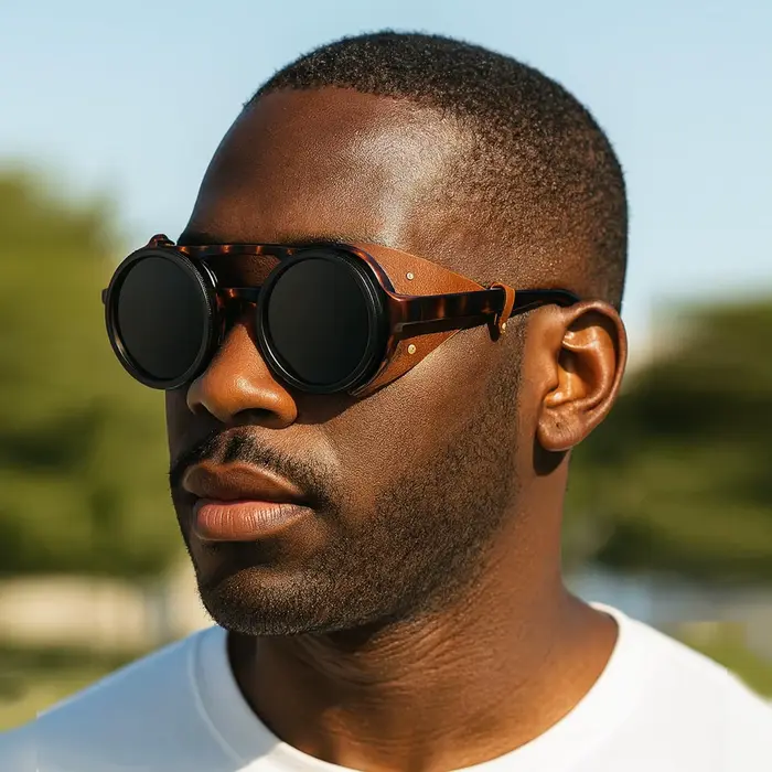 Lunettes de soleil à gradation réglable ND9 faites à la main rétro Punk rondes pour hommes pêche en 