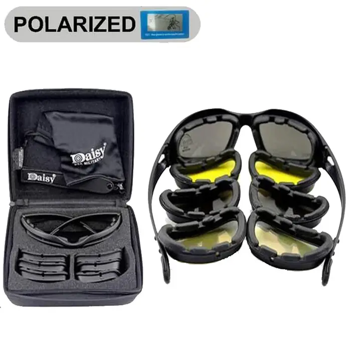 Lunettes tactiques Daisy X7 polarisées airsoft chasse militaire 4 verres interchangeables protection
