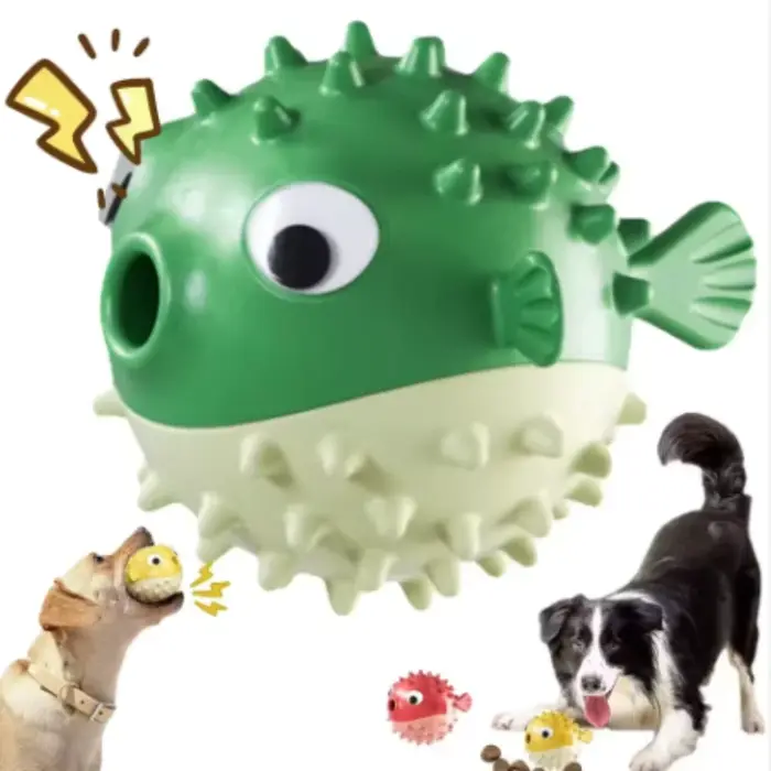 Jouet en forme de poisson rebondissant balle sonore résistant aux morsures pour chiens soulageant l'ennui et nettoyant les dents occasions spéciales