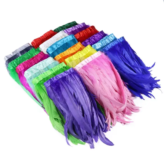 Plumes de queue de poulet de coq rouge, ruban de plumes de Coque naturelle pour artisanat, robe, jupe, Costume de carnaval, Plumes 10-12 pouces