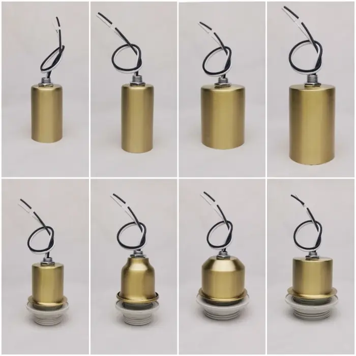 Support de lampe en céramique E27 E14, matériau en laiton, avec douille de lumière en fil, tasse en 