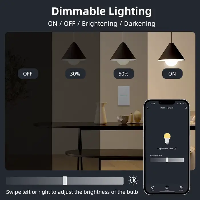 AVATTO – variateur de lumière intelligent WiFi, interrupteur tactile, 1/2 gang, panneau en verre, co