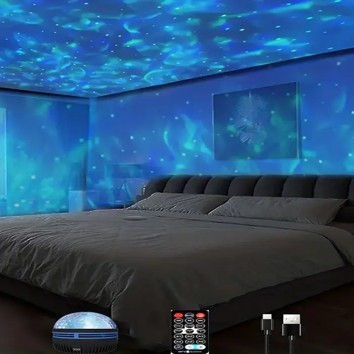 Projecteur d'étoiles et de galaxies, budgétaire de vagues d'eau et d'océan, veilleuse de chambre à c