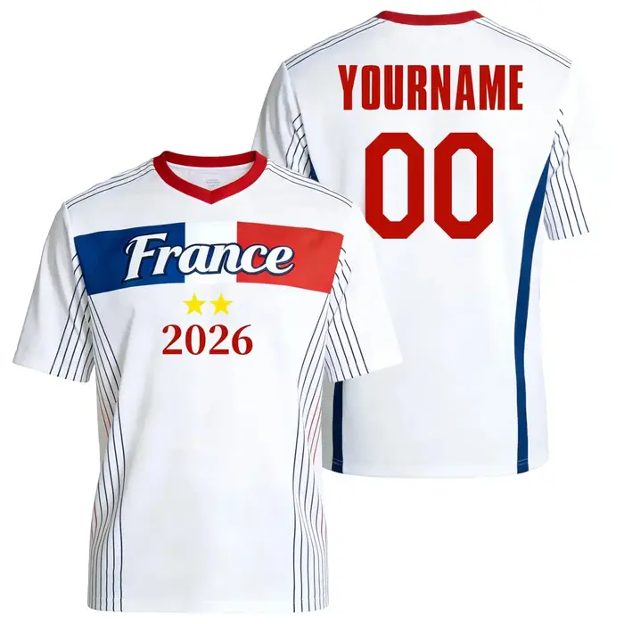 Maillot de football imprimé drapeau français 2026