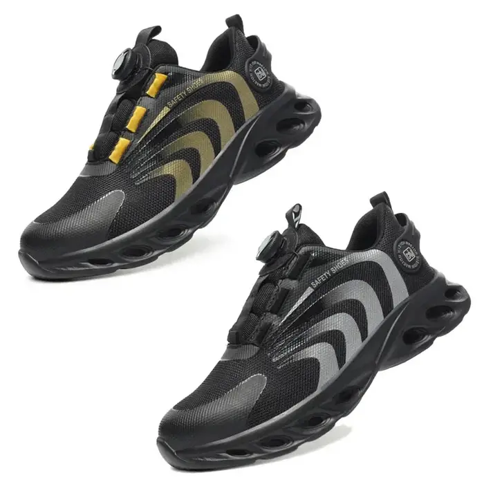 Chaussures de sécurité avec bouton rotatif pour hommes, bottes de protection, anti-écrasement, anti-crevaison, sport, travail, mode, nouveau