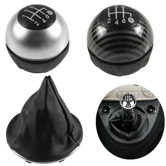 Pour Fiat 500 500C 2007-2018 5/6 vitesses pommeau de levier de vitesse Sitck tête en cuir guêtre bot