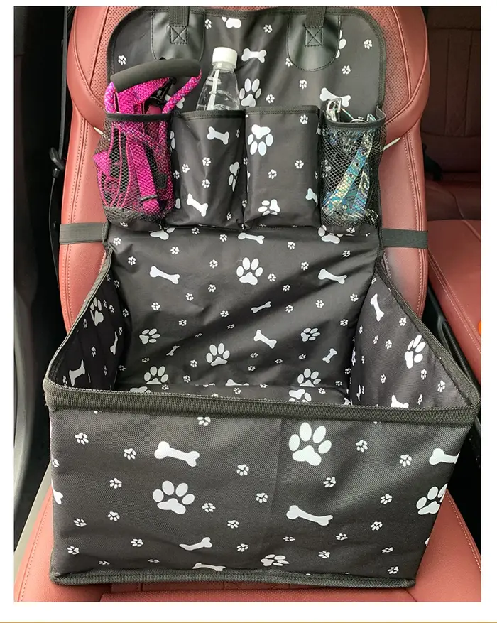 Panier de siège de voiture pour chien, pour petits et moyens chiens, avec poches de rangement, houss