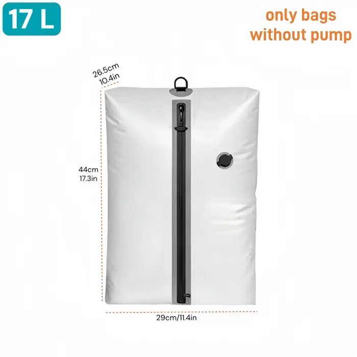 Sacs de compression sous vide 17L avec pompe à air, pour vêtements de voyage/extérieur, sacs sous vi