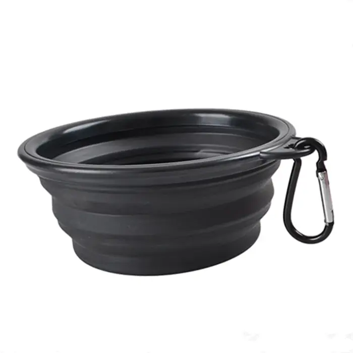 Bol de mangeoires pour chiens de compagnie, boîte noire pliante en Silicone, bol Portable pour anima