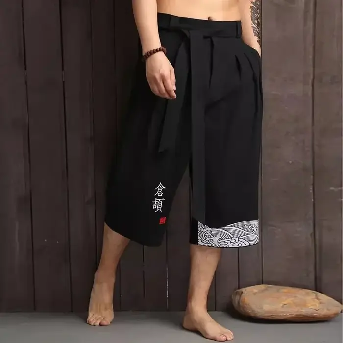 Pantalon traditionnel japonais pour homme, vêtement asiatique, pantalon de bain décontracté ample, s