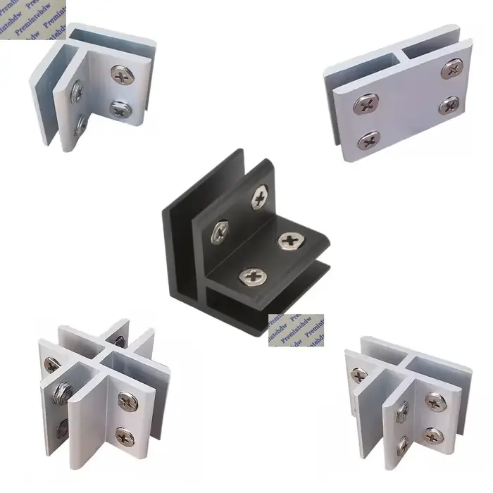 Lot de 4 supports de jonction en aluminium pour verre, en forme de L, T ou croisée, pour cloisons de