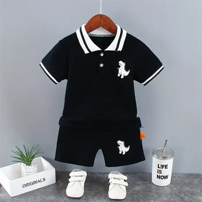 Été bébé garçon vêtements décontractés dessin animé dinosaure T-Shirt pantalon court 2 pièces/ensemb