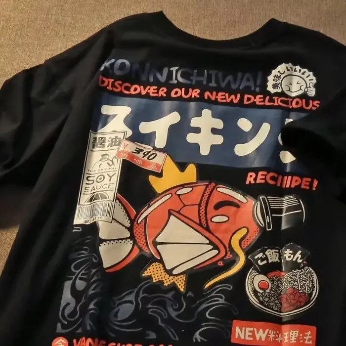 T-shirt d'été pour hommes, vêtements Parent-enfant, Ins Harajuku, carpe japonaise, marque Tide Stree