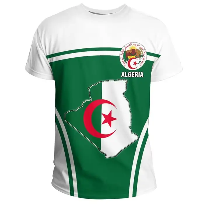 T-shirt graphique 3D avec emblème de sensation d'Algérie pour hommes, maillot de club de football pr