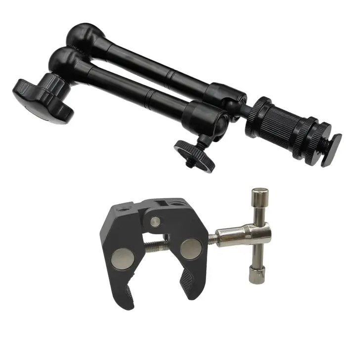 Bras articulé magique en alliage d'aluminium de 11 pouces avec pince super-clamp pour appareil photo