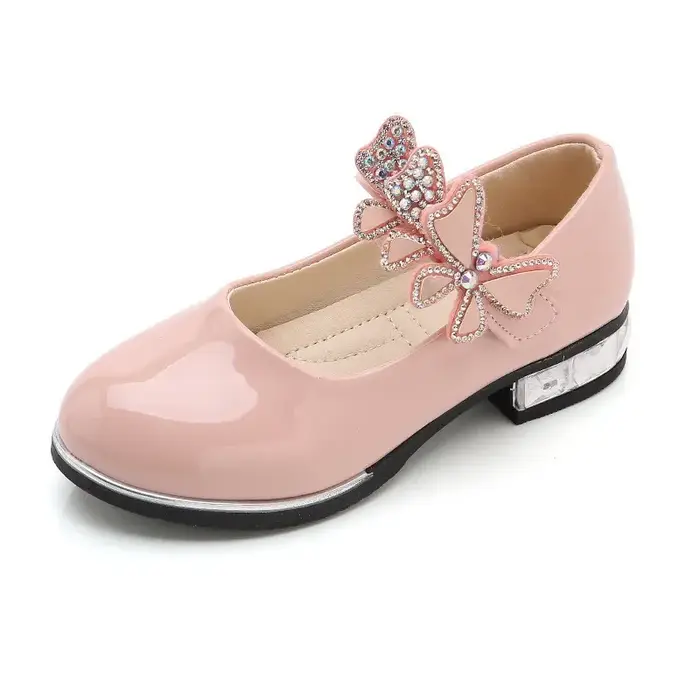 Chaussures en cuir pour filles, pour fête de mariage, chaussures de Performance pour enfants avec nœ